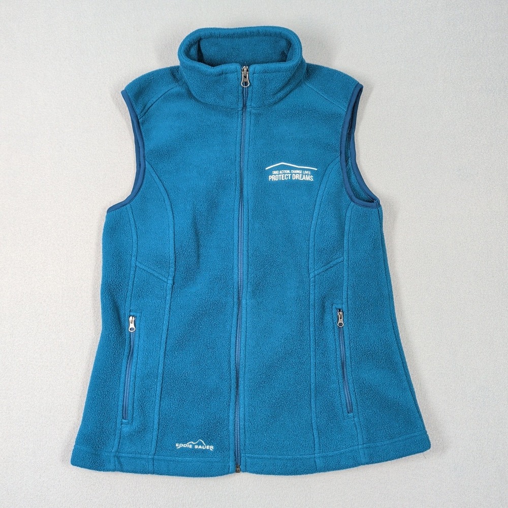 Eddie Bauer Vest Womens M Fleece Vest Blue Full Zip American Family Insurance